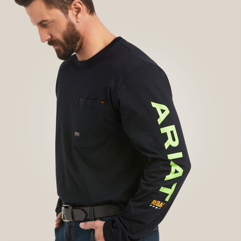 Ariat Rebar Workman Logo T-Shirt Black/Lime