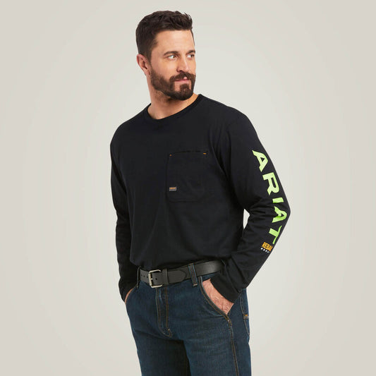 Ariat Rebar Workman Logo T-Shirt Black/Lime