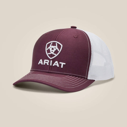 Ariat Stacked Logo Trucker Cap Burgundy/White