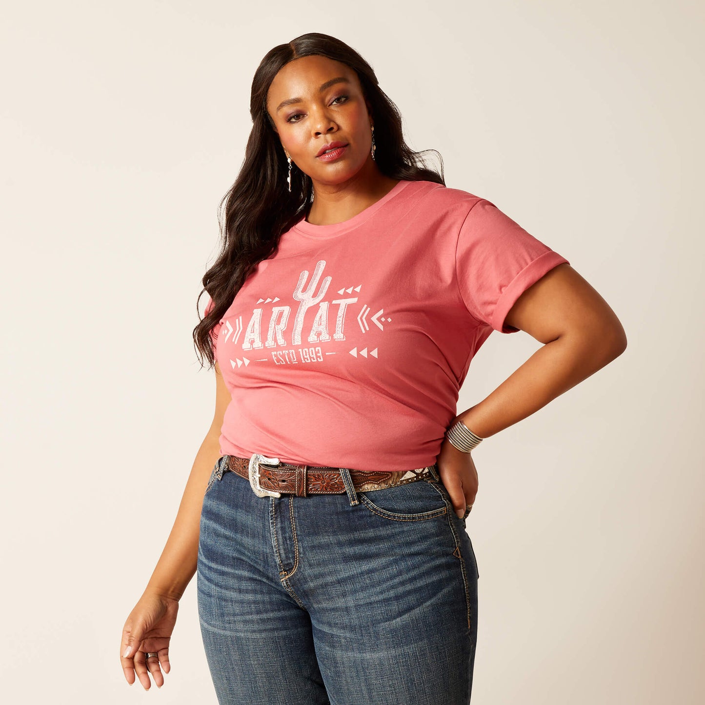 Ariat Cactus Logo T-Shirt Slate Rose