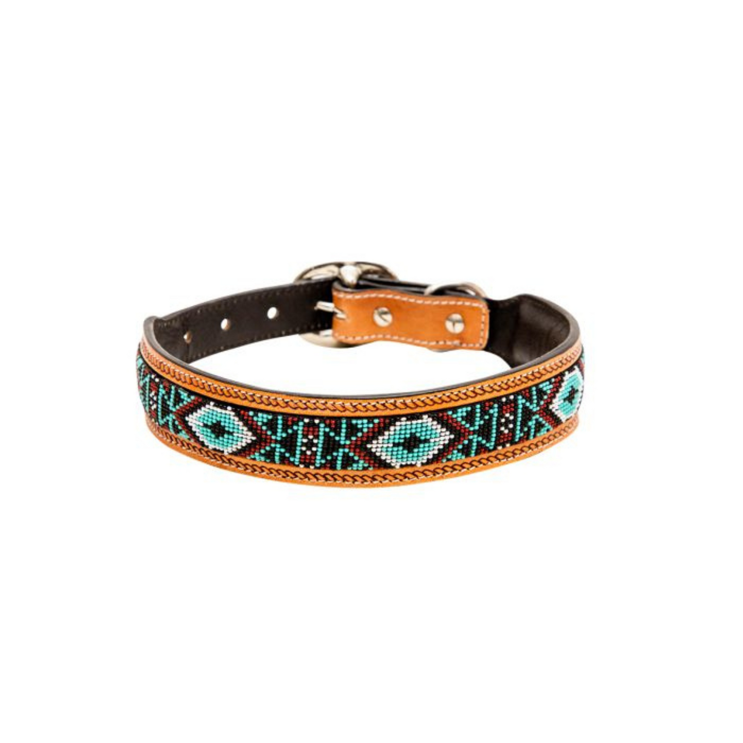 Whizter Hand-Tooled Beaded Dog Collar