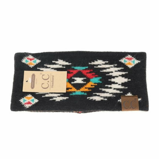 Aztec Pattern Head Band Black