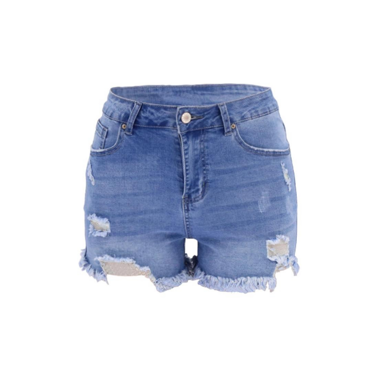 High-Rise Ripped Stretch Summer Denim Shorts