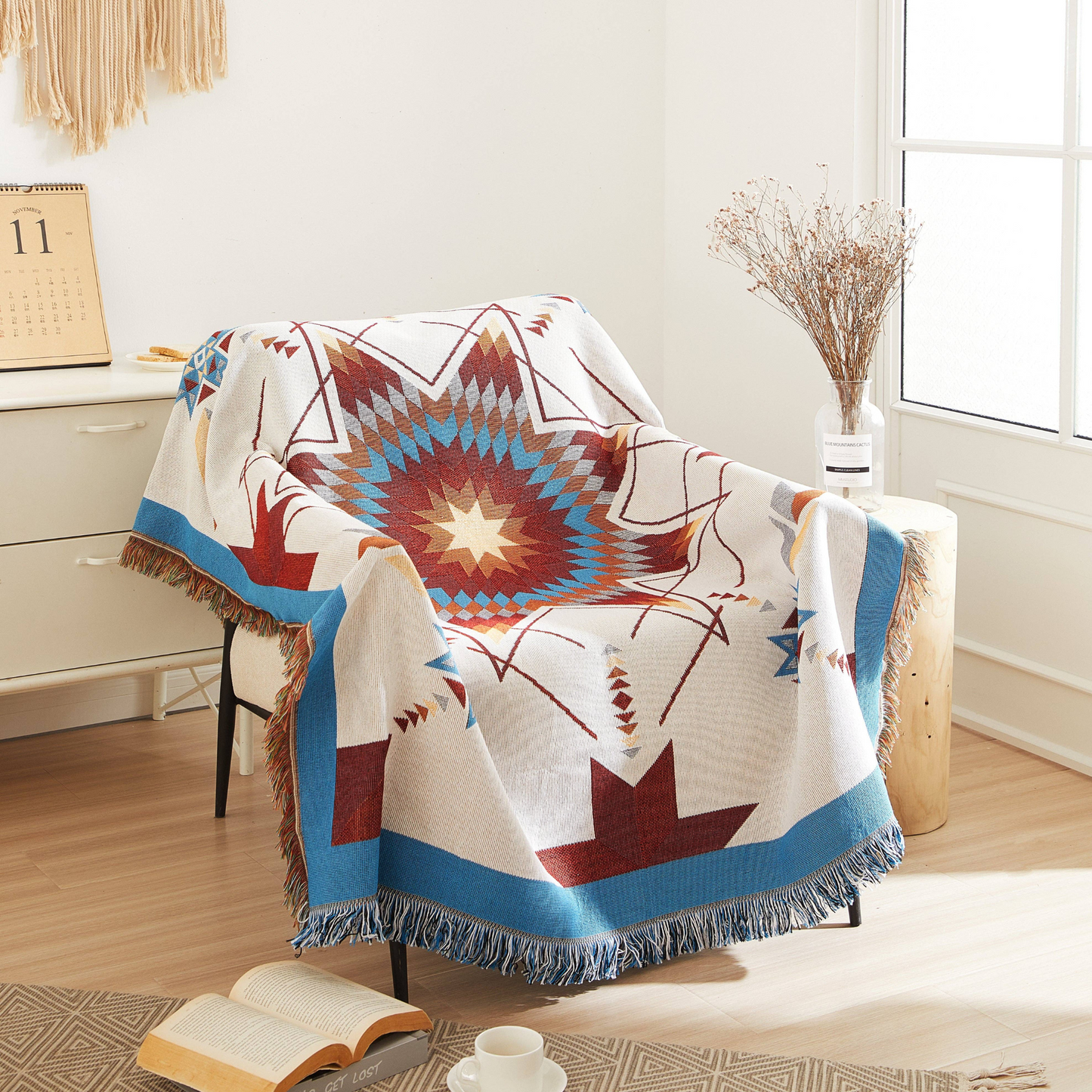 Woven Native Star Throw White