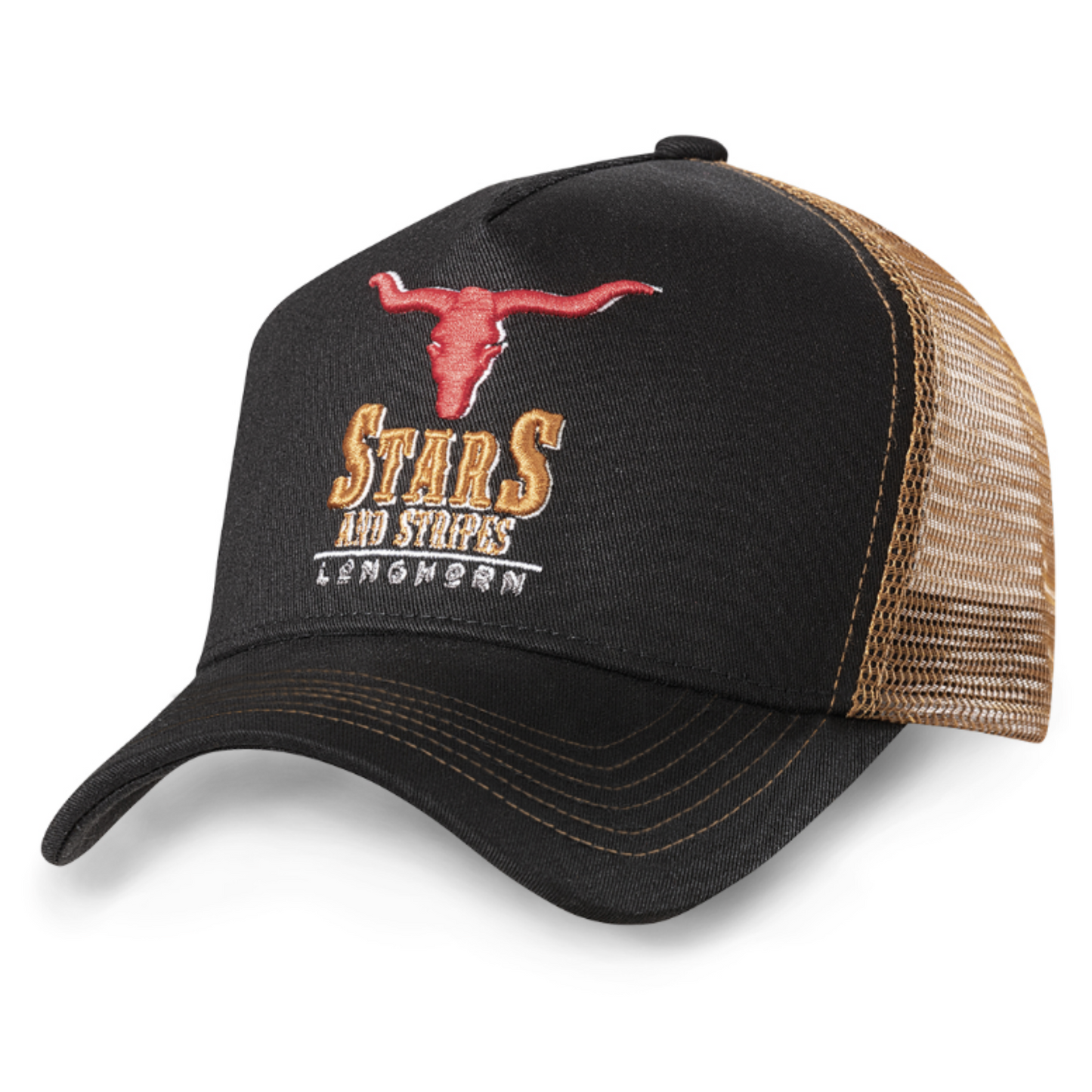 Stars & Stripes Longhorn Trucker Cap Black