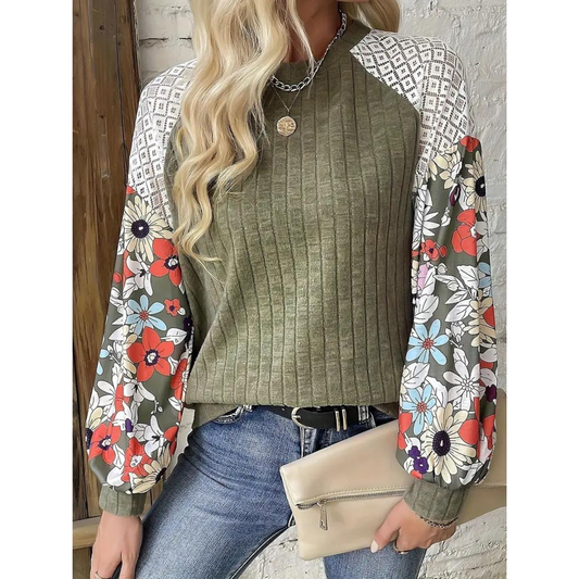 Boho Floral Top Green