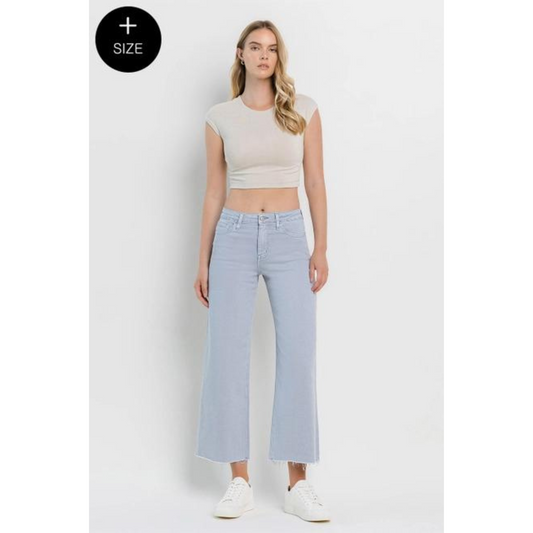 Olivia Plus Size High Rise Crop Wide Leg Jeans