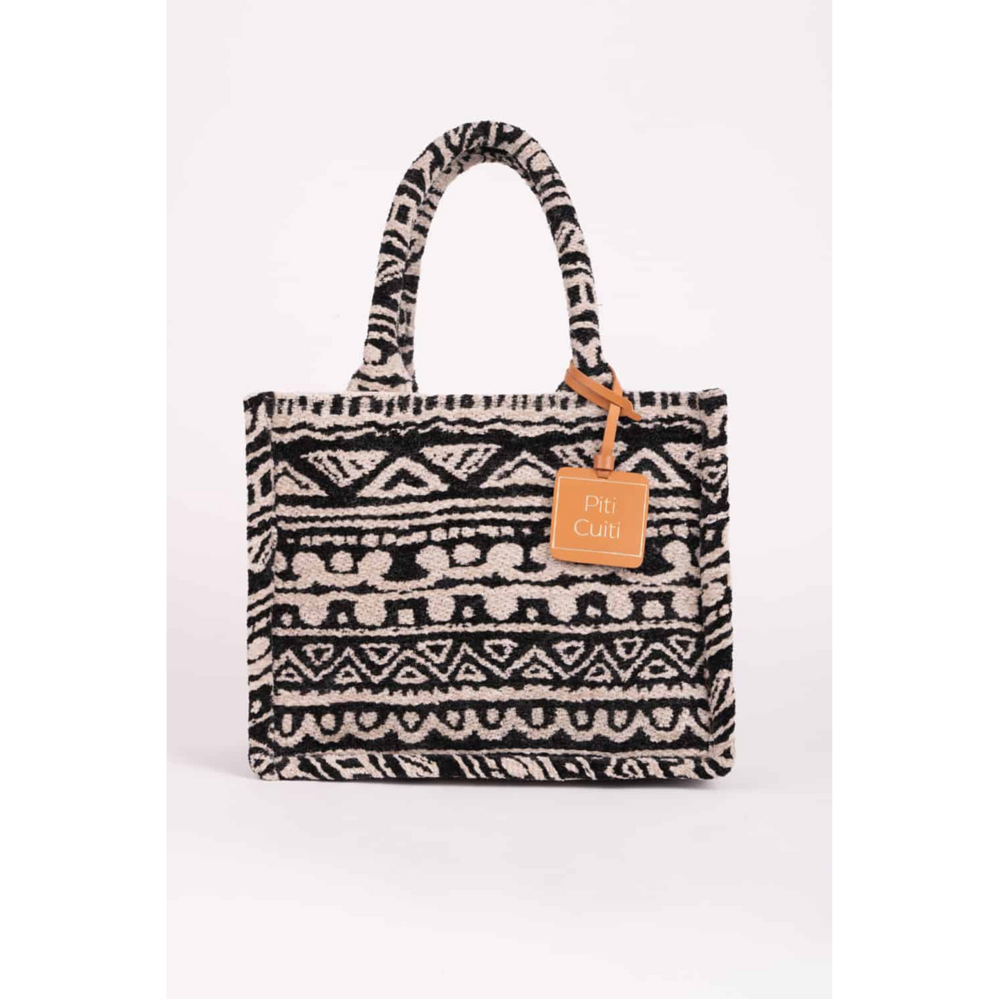 Piti Cuiti Boho Velvet Shopper Black