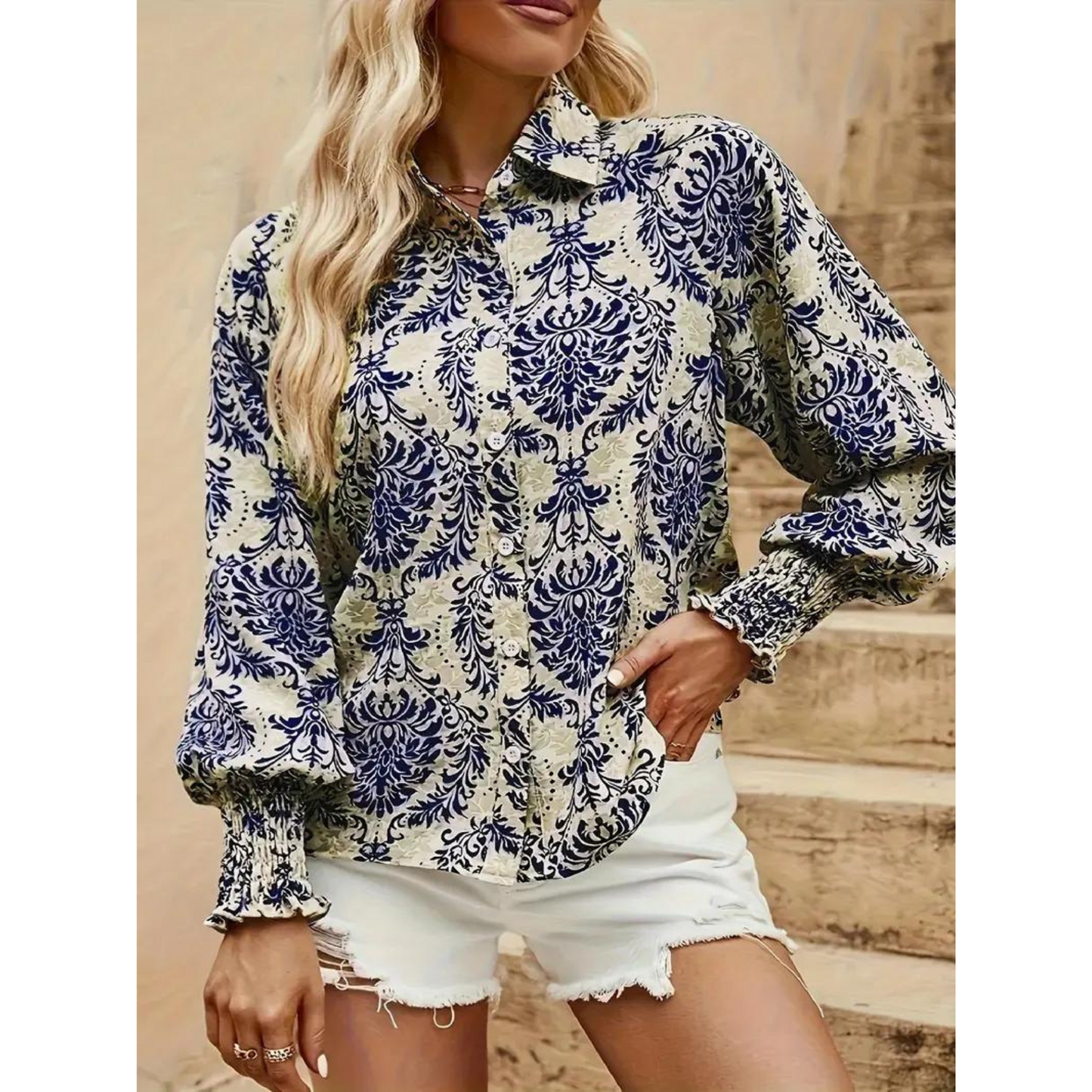 Floral Print Button Blouse