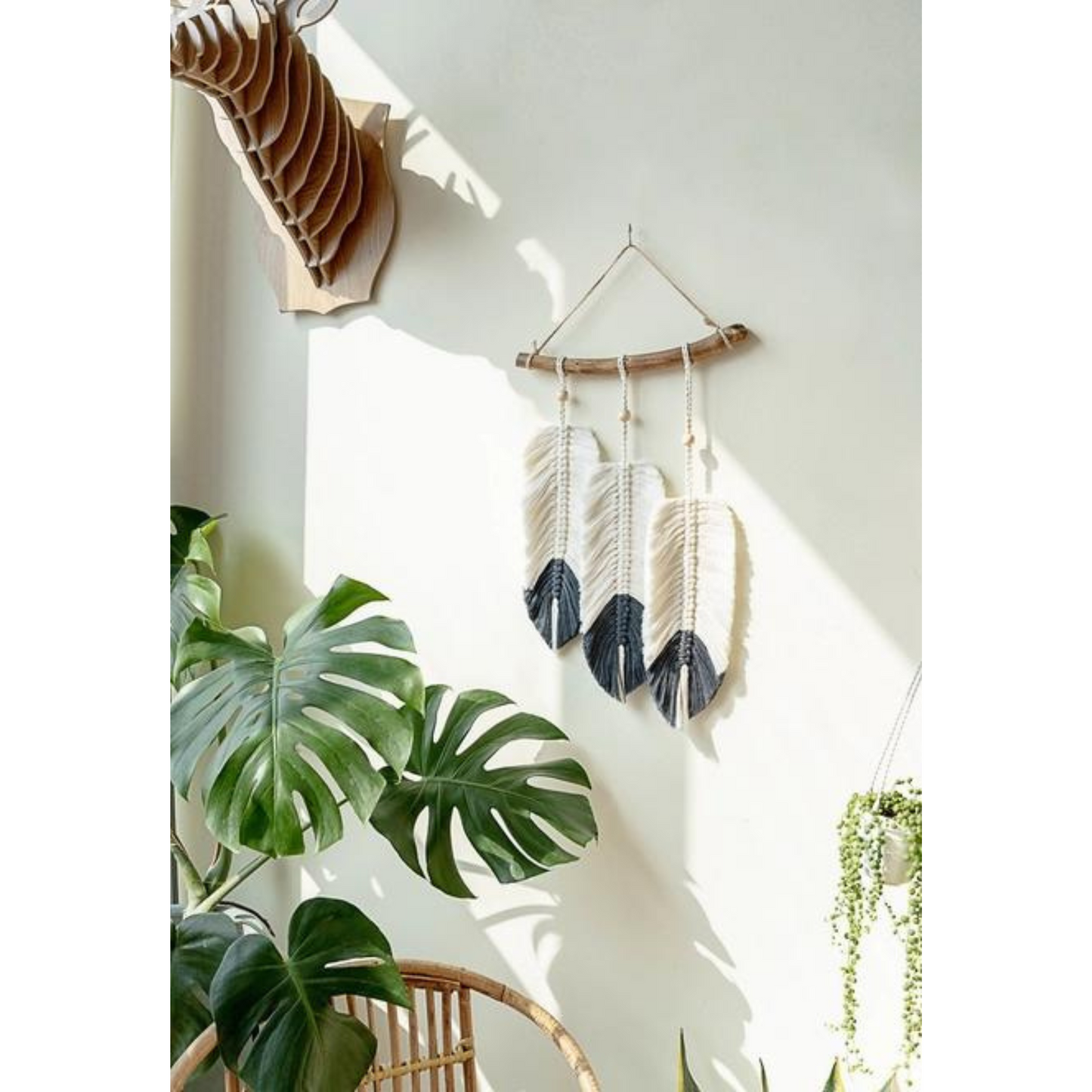 Macrame Feather Wall Hanging 3 Feathers