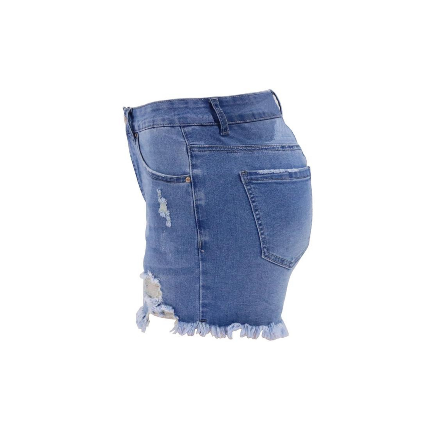 High-Rise Ripped Stretch Summer Denim Shorts