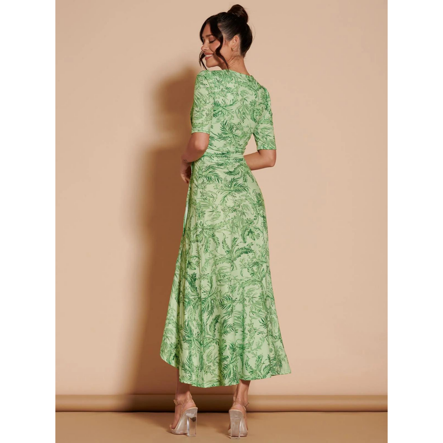 Ruffle Hem Maxi Dress Green Leafy