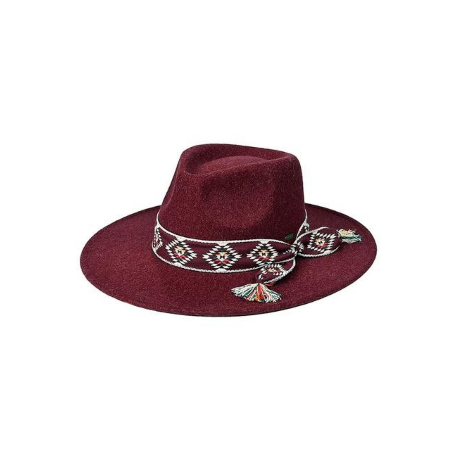 Aztec Trim Band Vegan Felt Panama Hat Wine