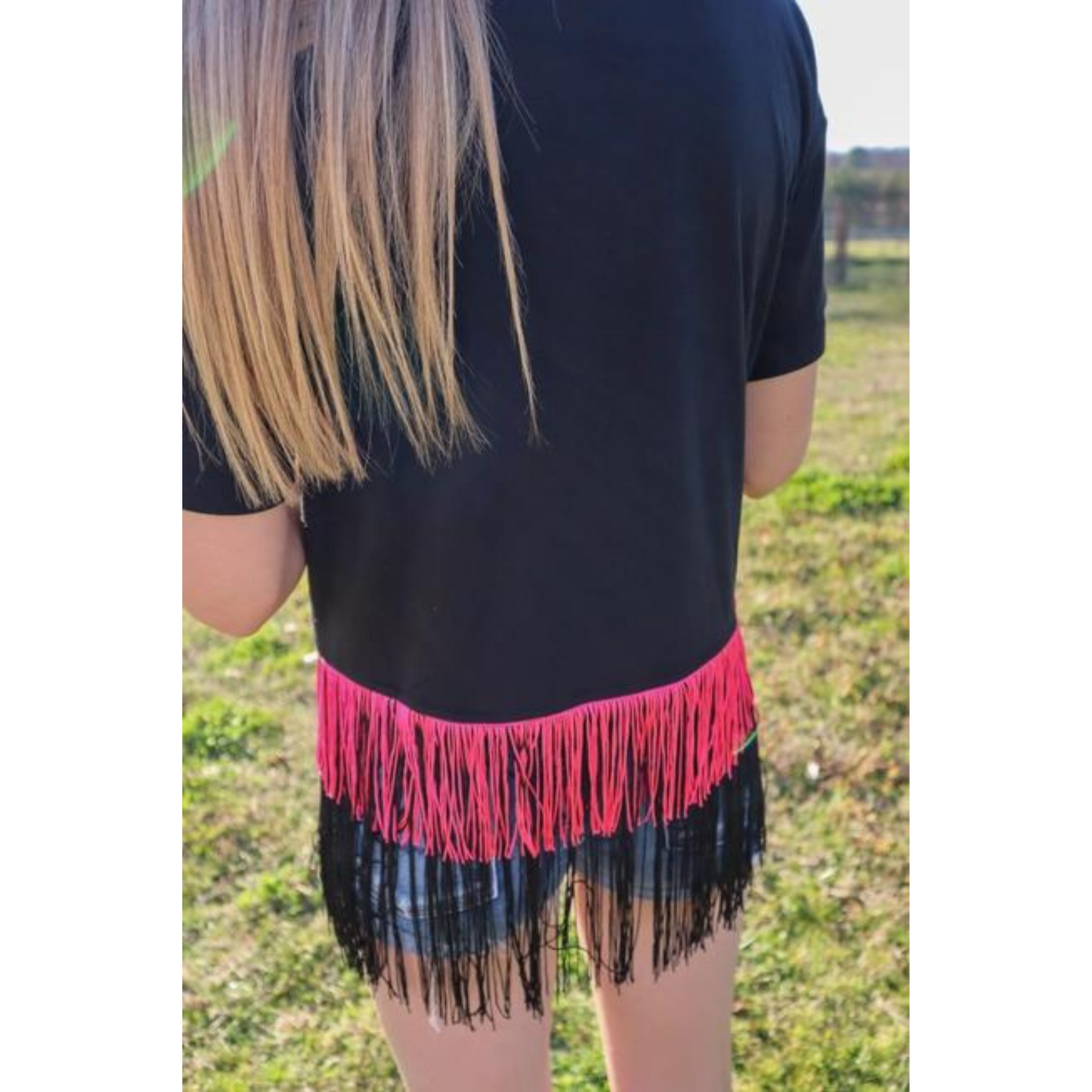 Fringetastic Crop Tee Black