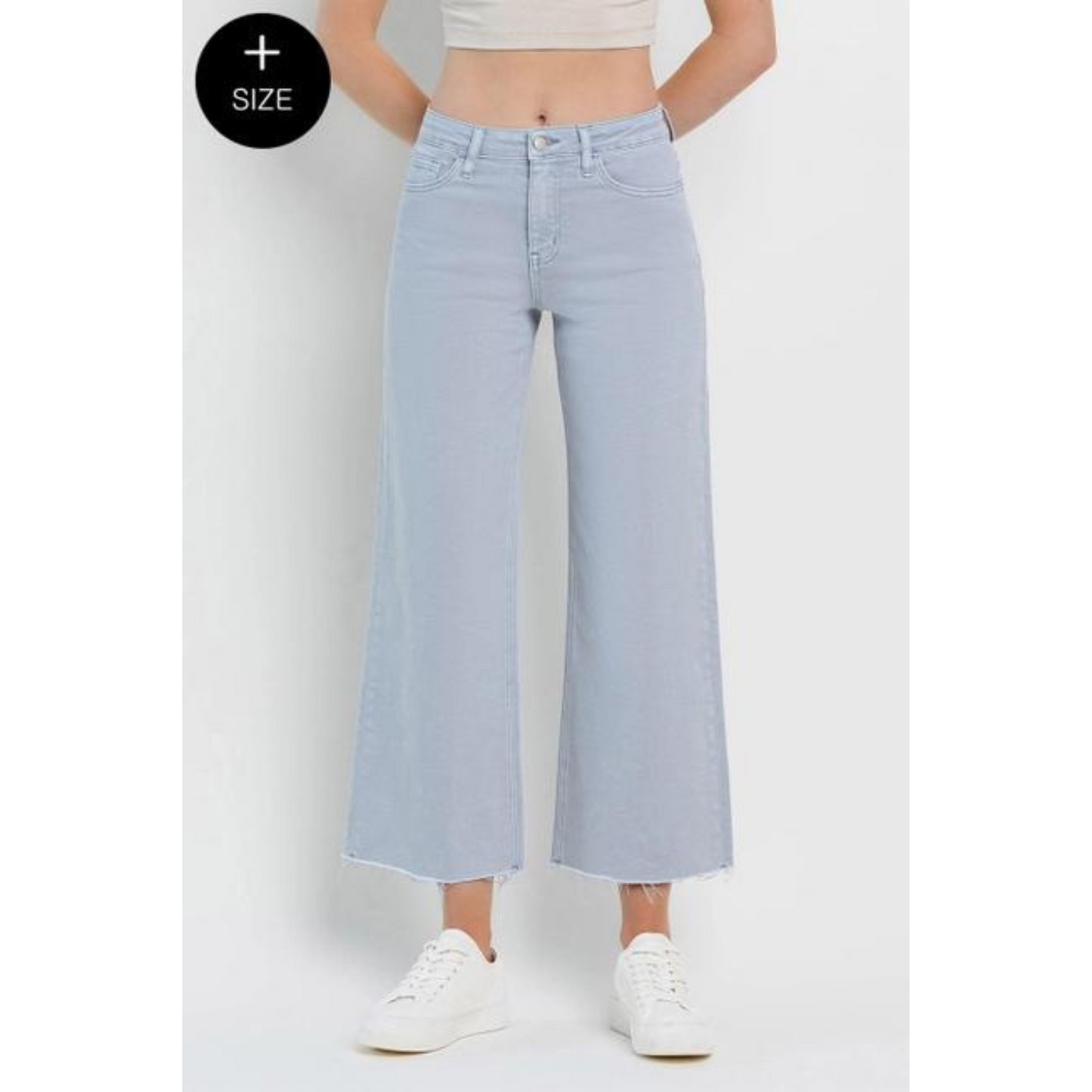 Olivia Plus Size High Rise Crop Wide Leg Jeans