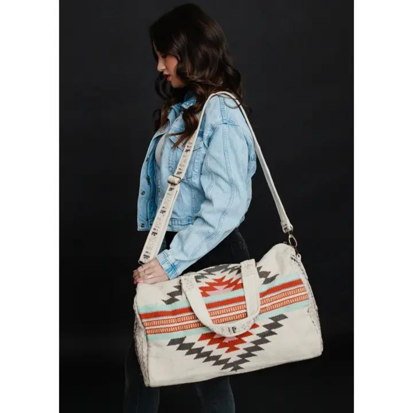 Aztec Duffle Bag Beige/Brown/Red