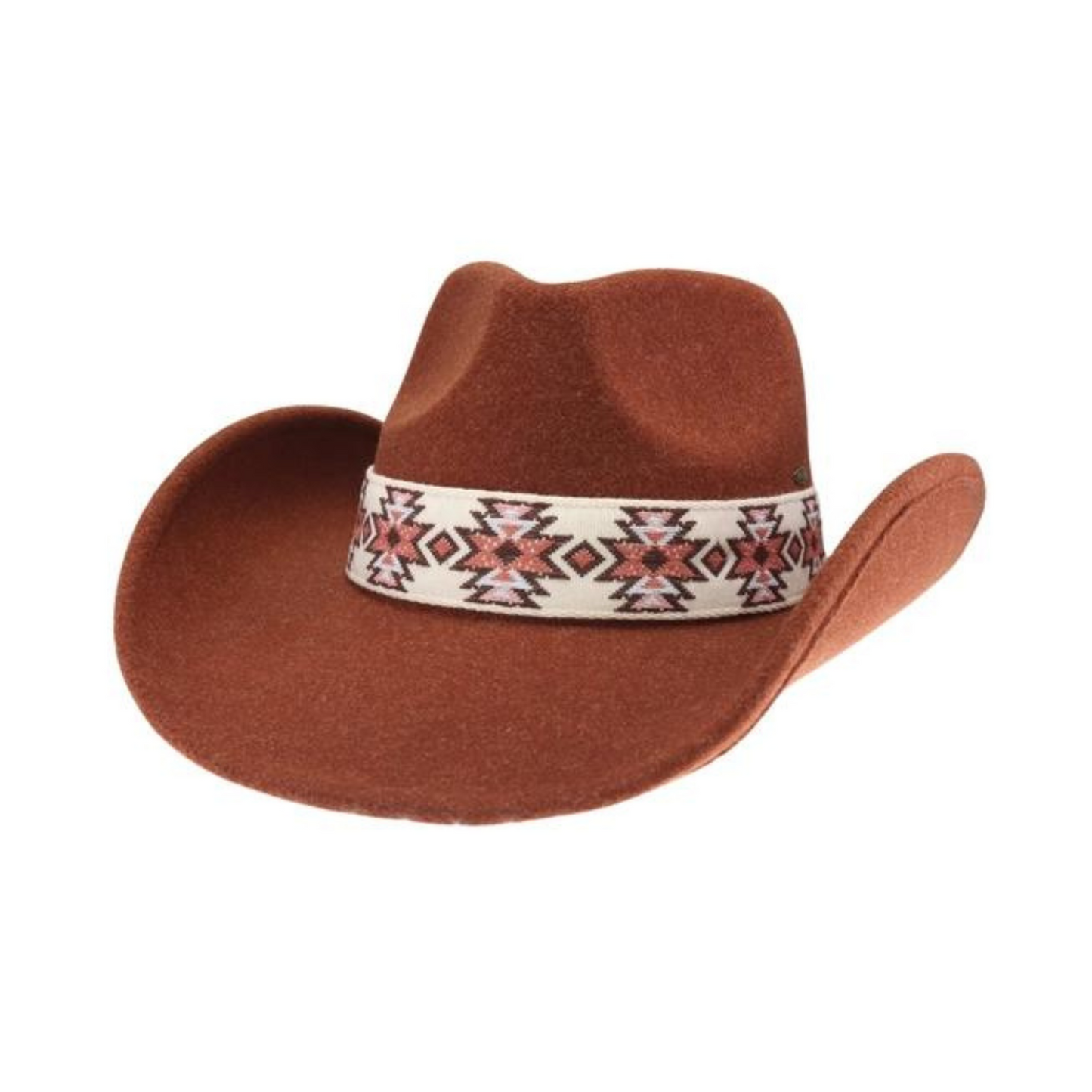 Aztec Vegan Fabric Cowboy Hat Heather Rust