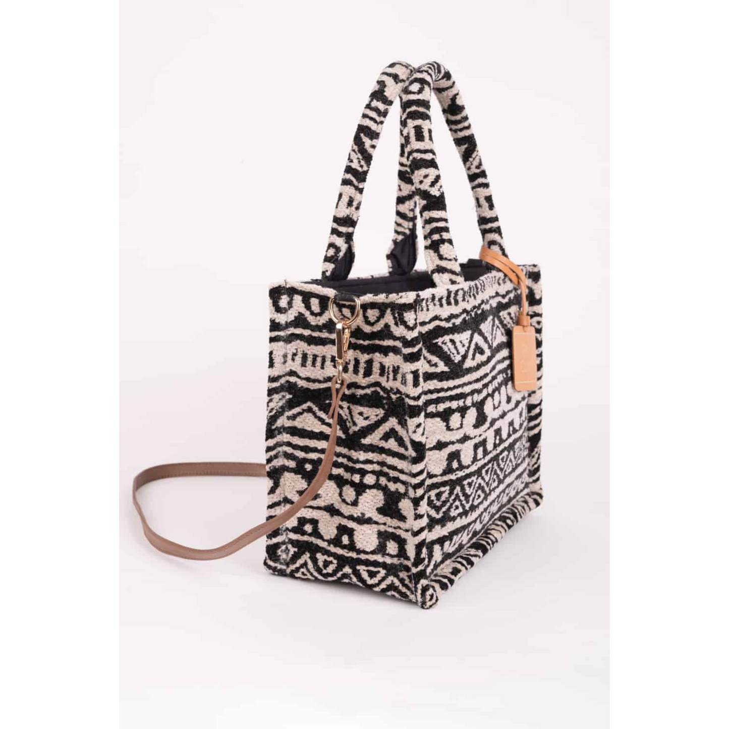 Piti Cuiti Boho Velvet Shopper Black