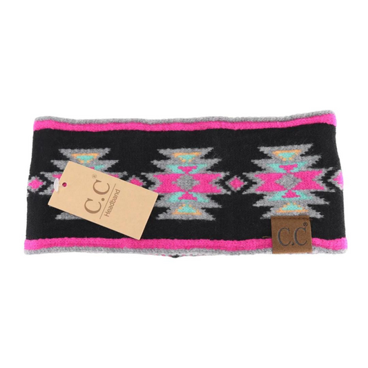 Southwestern Pattern Head Band Black Multi