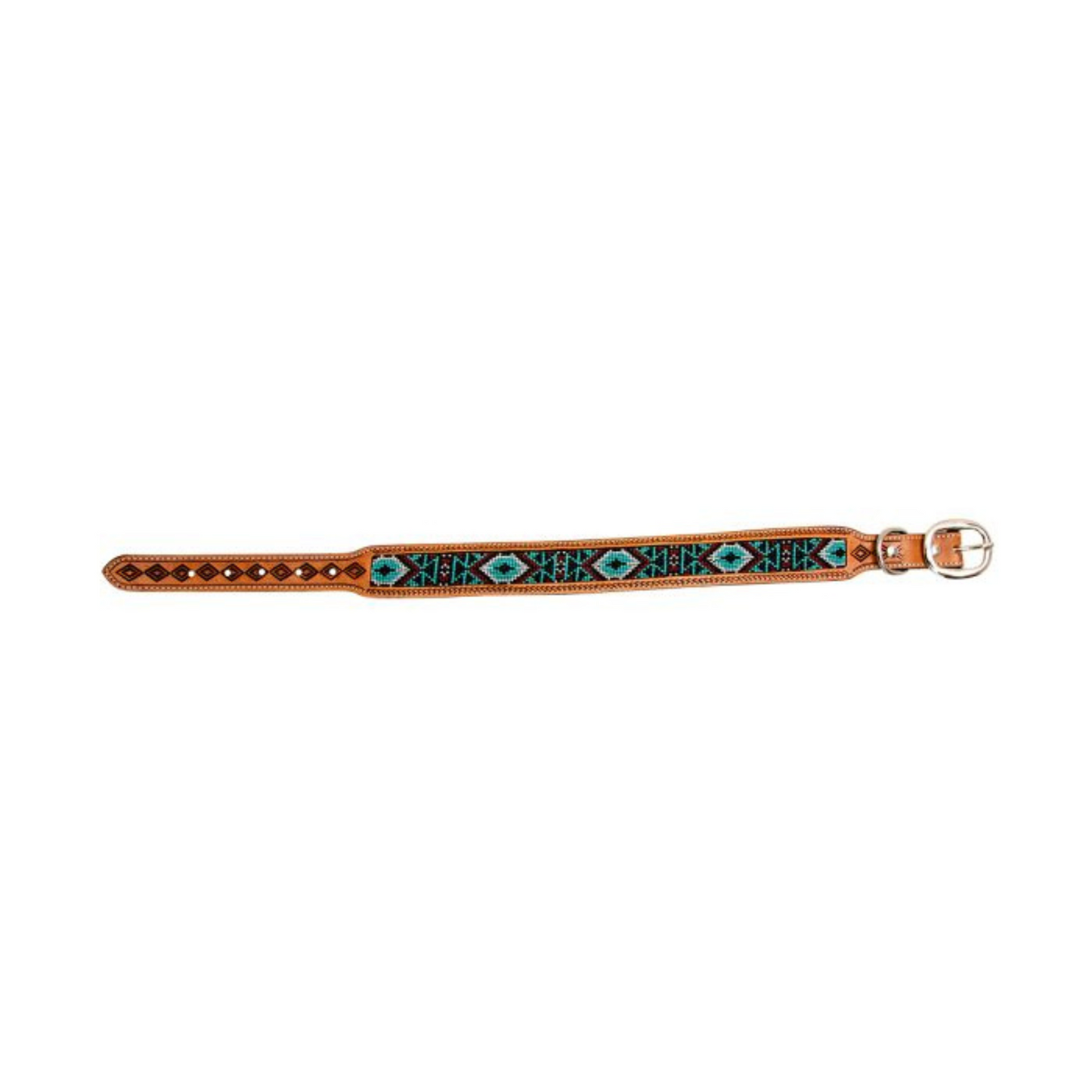 Whizter Hand-Tooled Beaded Dog Collar