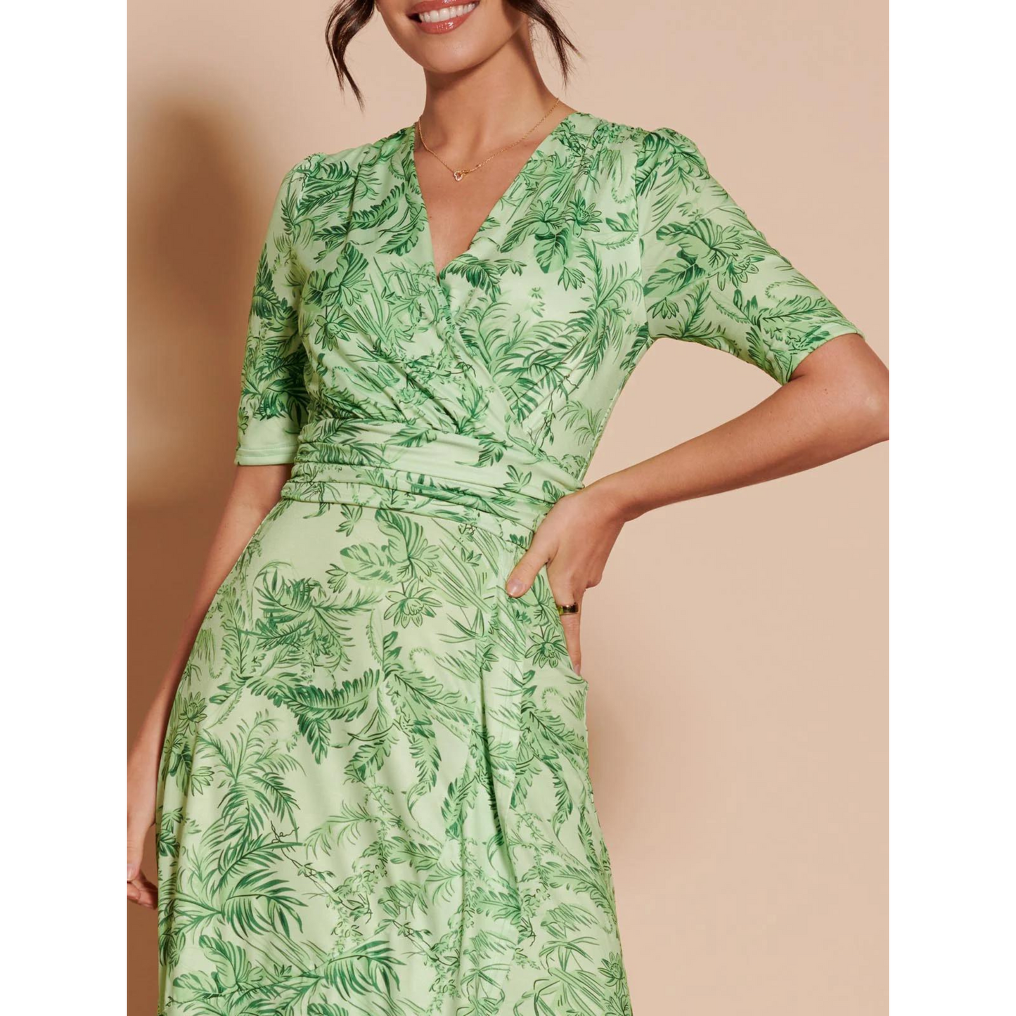 Ruffle Hem Maxi Dress Green Leafy