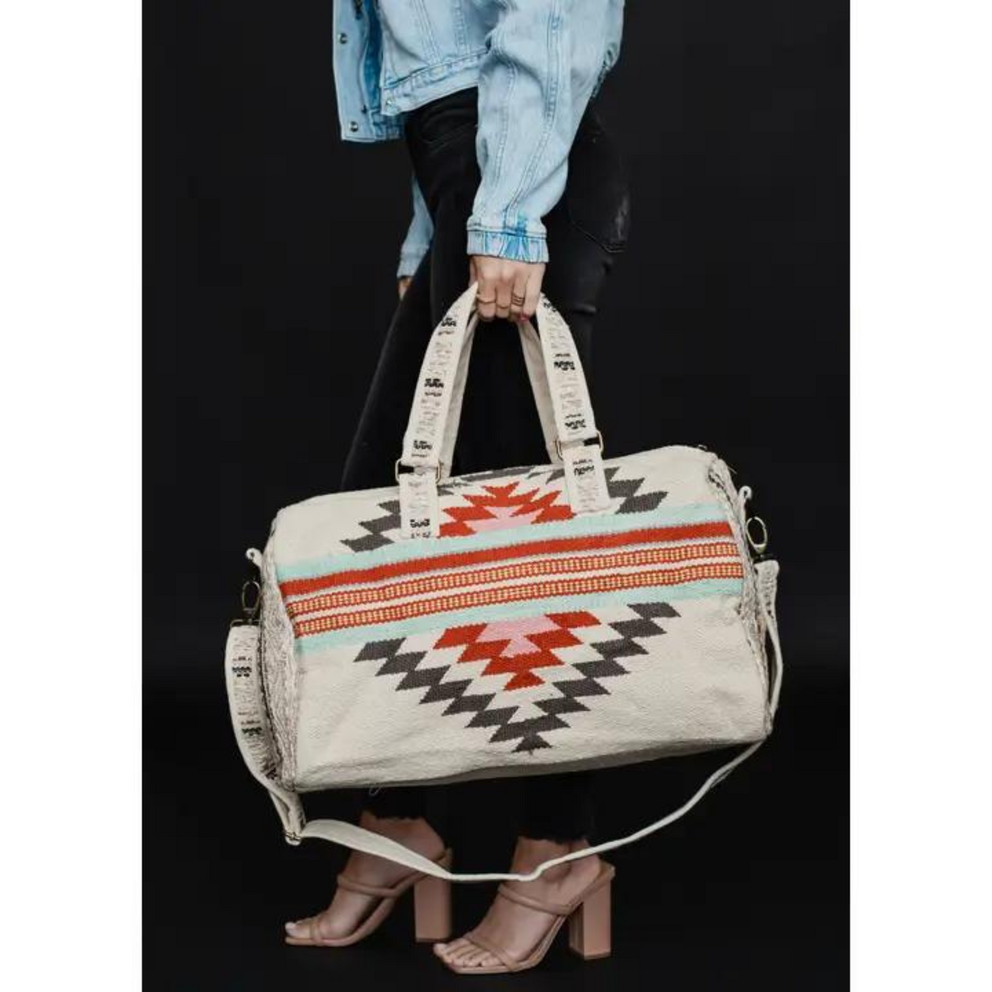 Aztec Duffle Bag Beige/Brown/Red