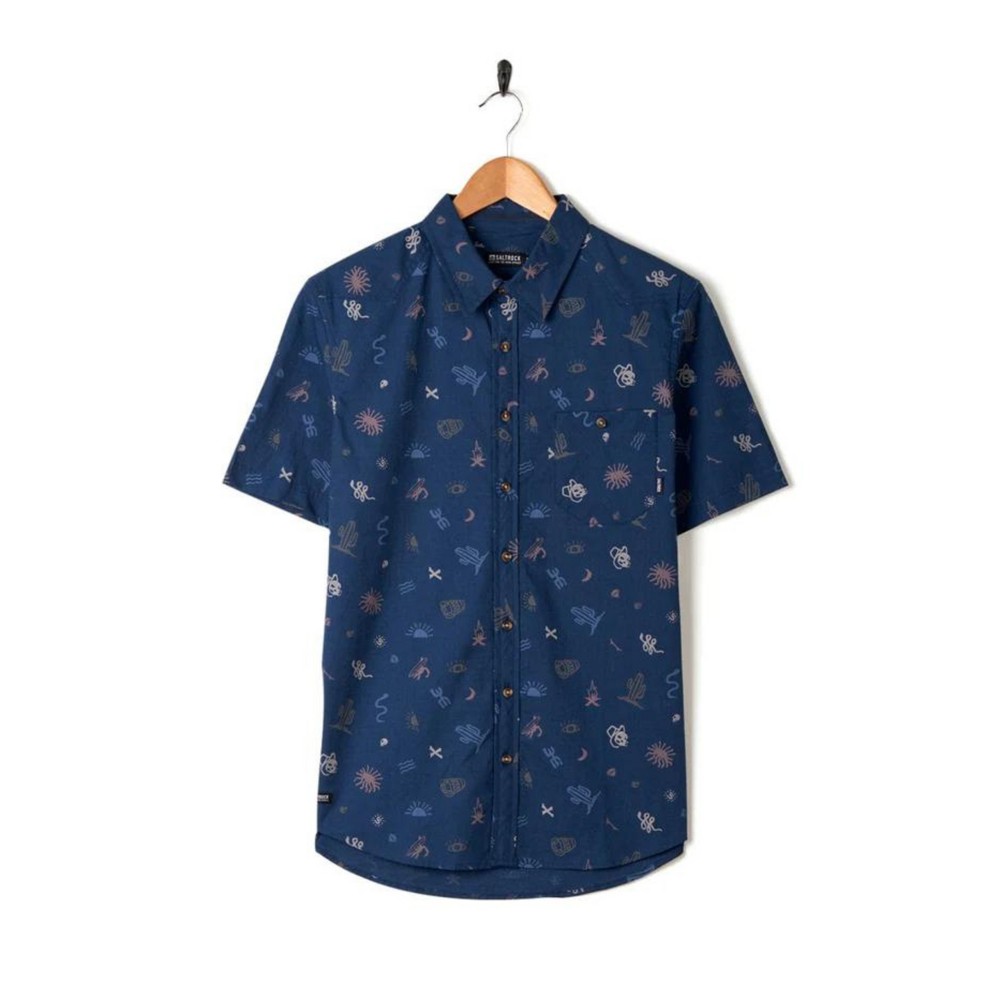 Saltrock Last Stop Mens Short Sleeve Shirt Blue