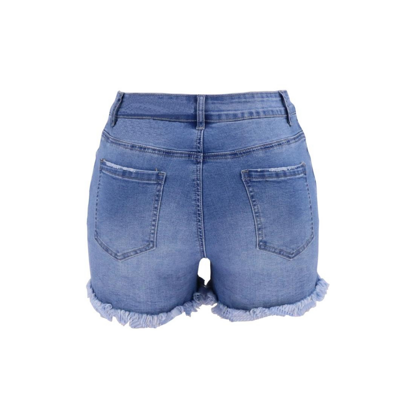 High-Rise Ripped Stretch Summer Denim Shorts