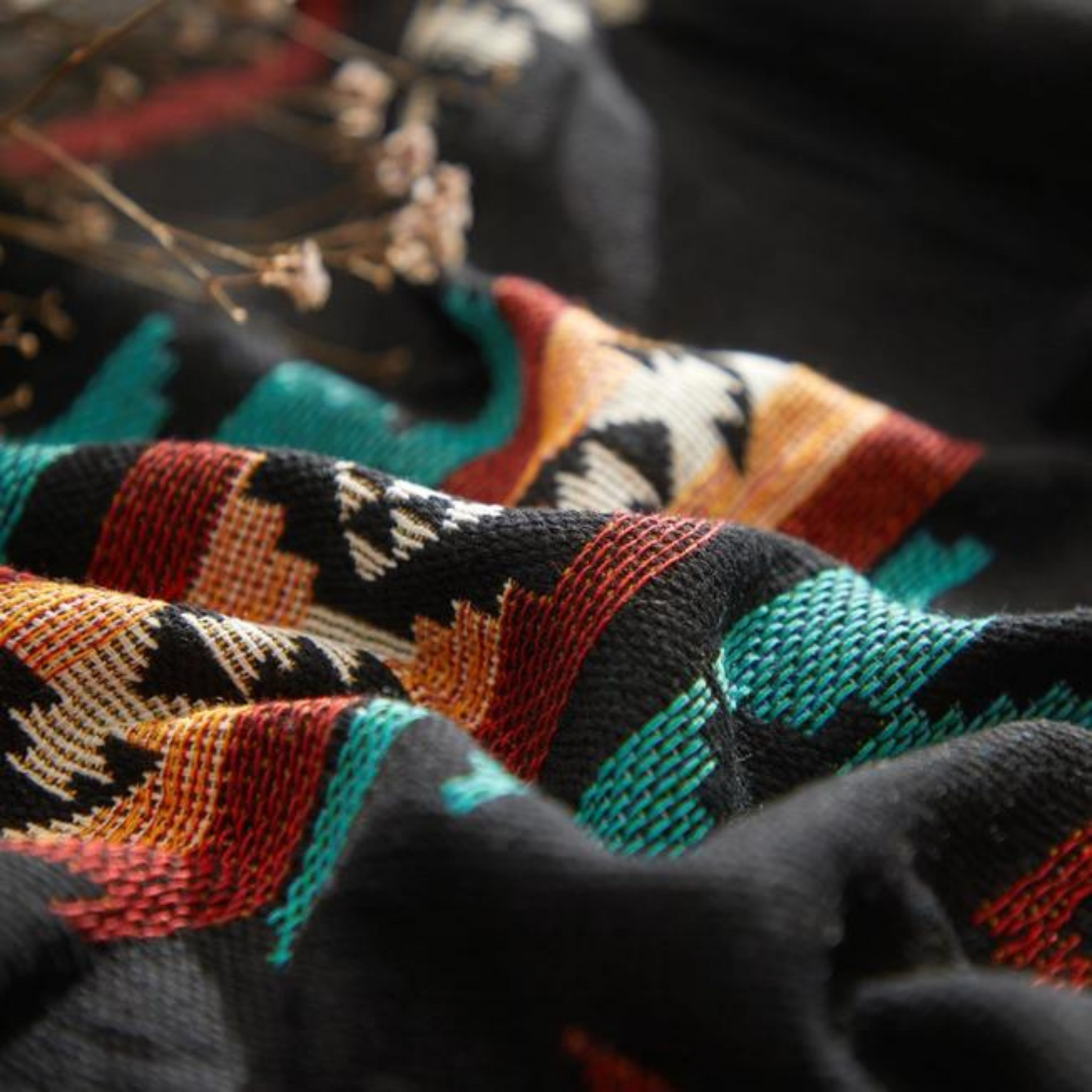 Woven Native Star Throw Black