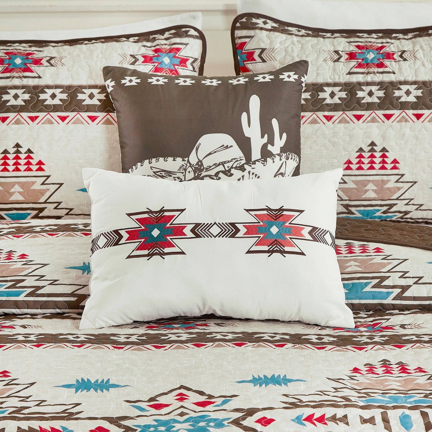 Southwestern Sedona Desert Aztec Quilt Coverlet - 5 Piece