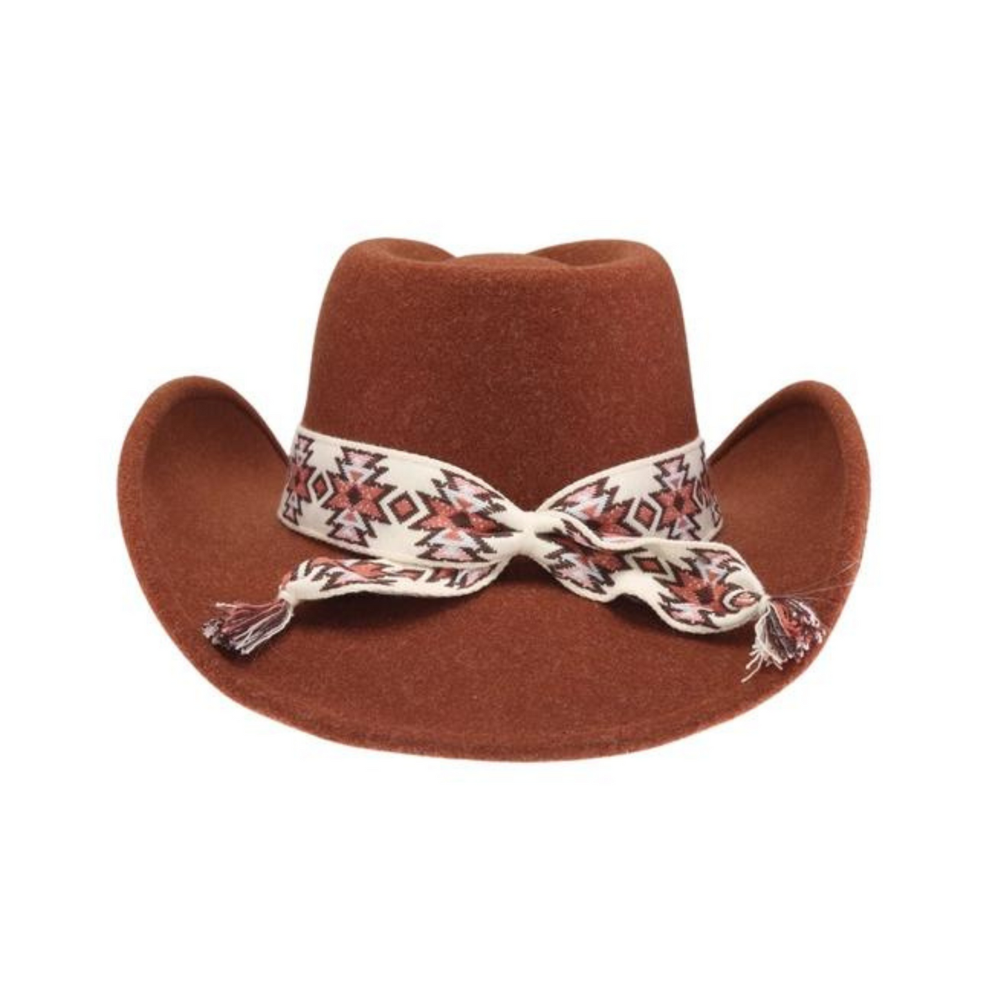 Aztec Vegan Fabric Cowboy Hat Heather Rust