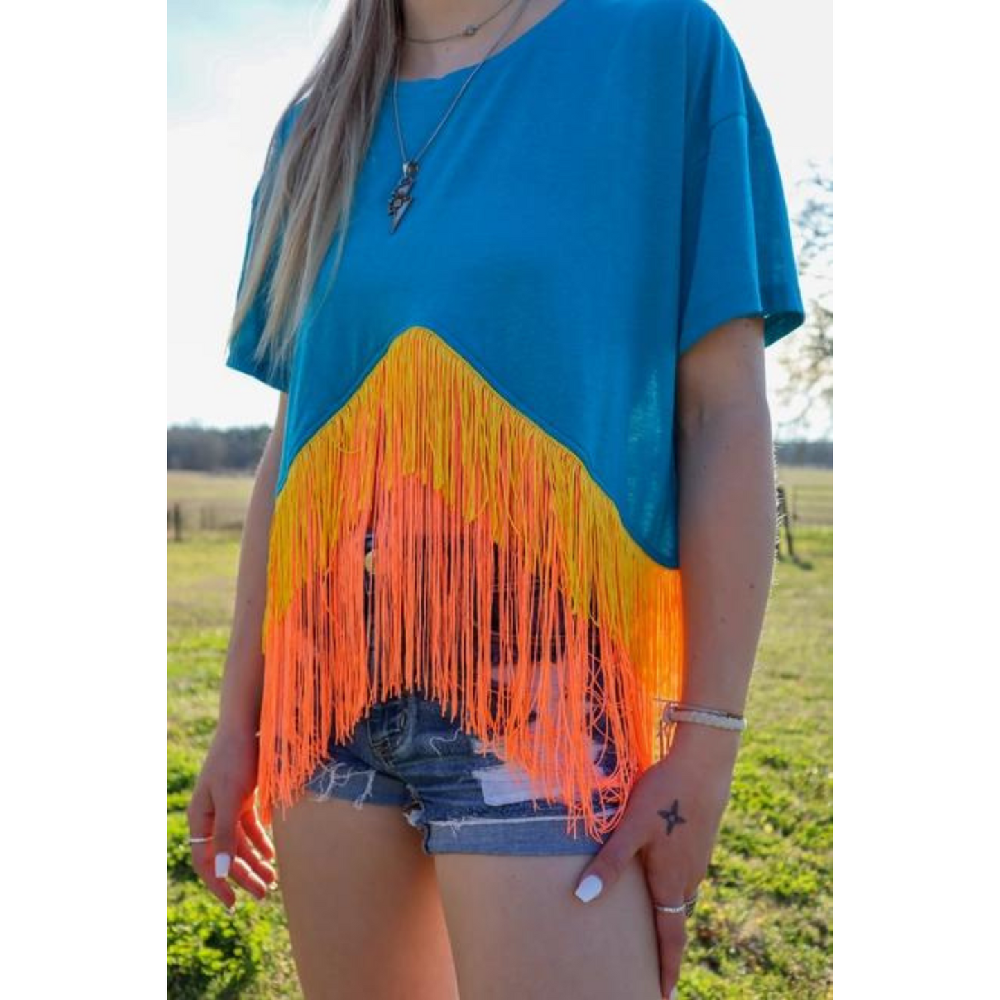 Fringetastic Crop Tee Jade