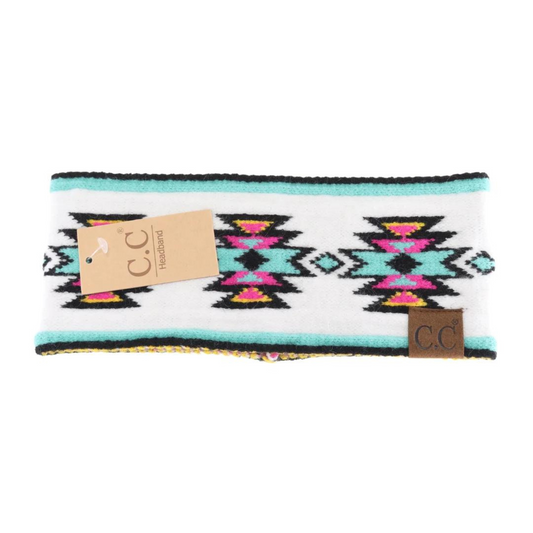 Southwestern Pattern Head Band Ivory