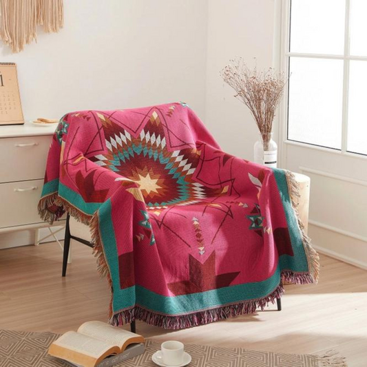 Woven Native Star Throw Pink