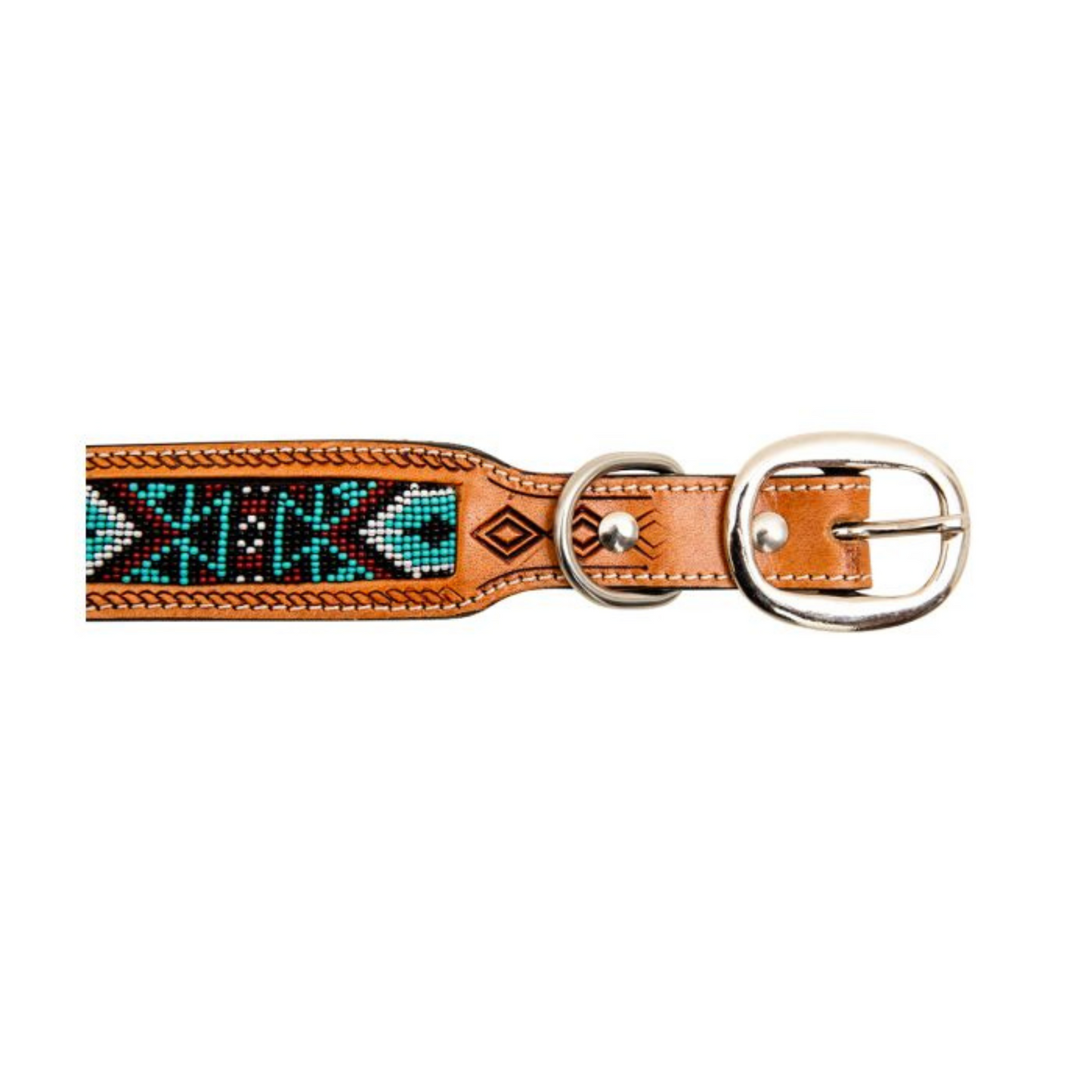 Whizter Hand-Tooled Beaded Dog Collar