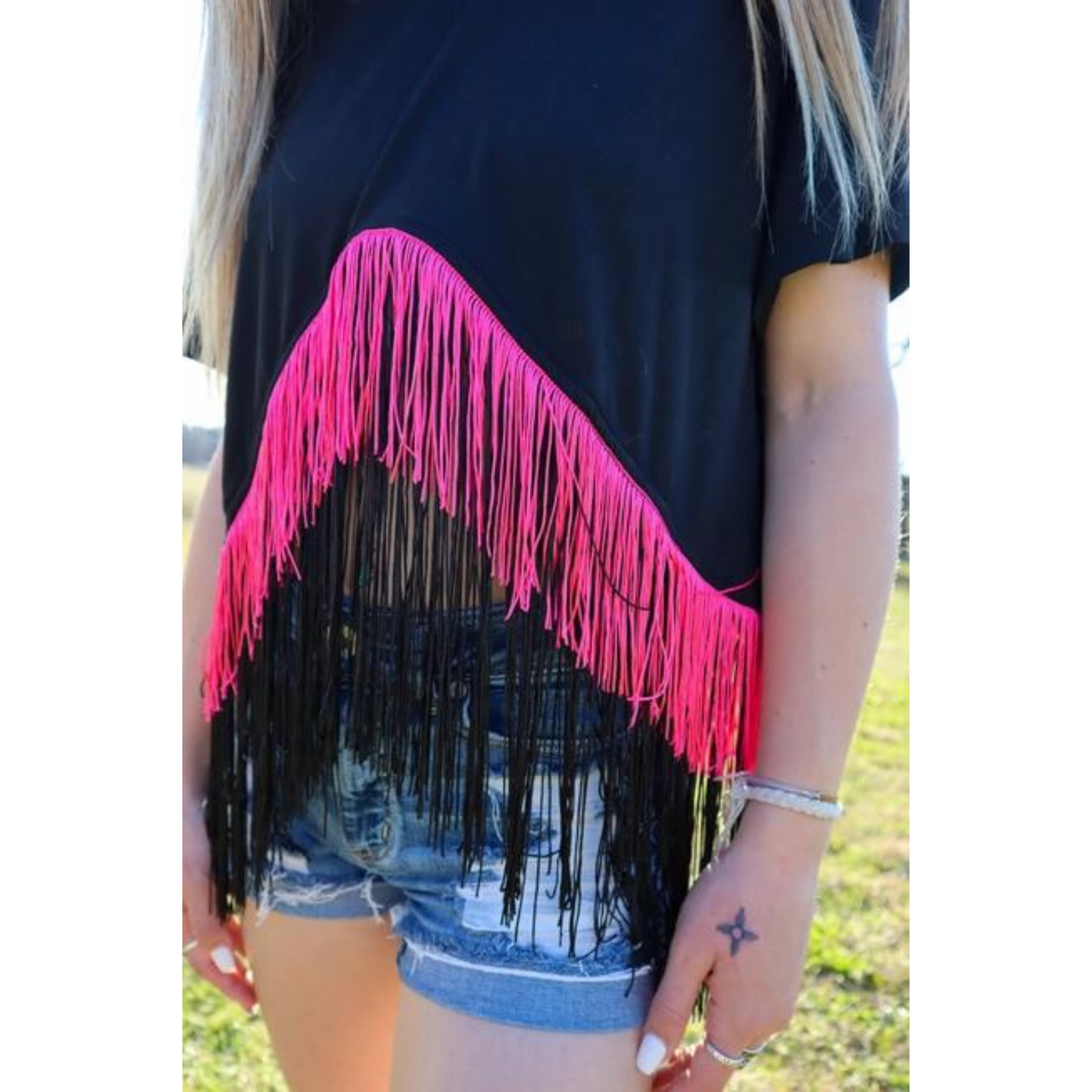 Fringetastic Crop Tee Black