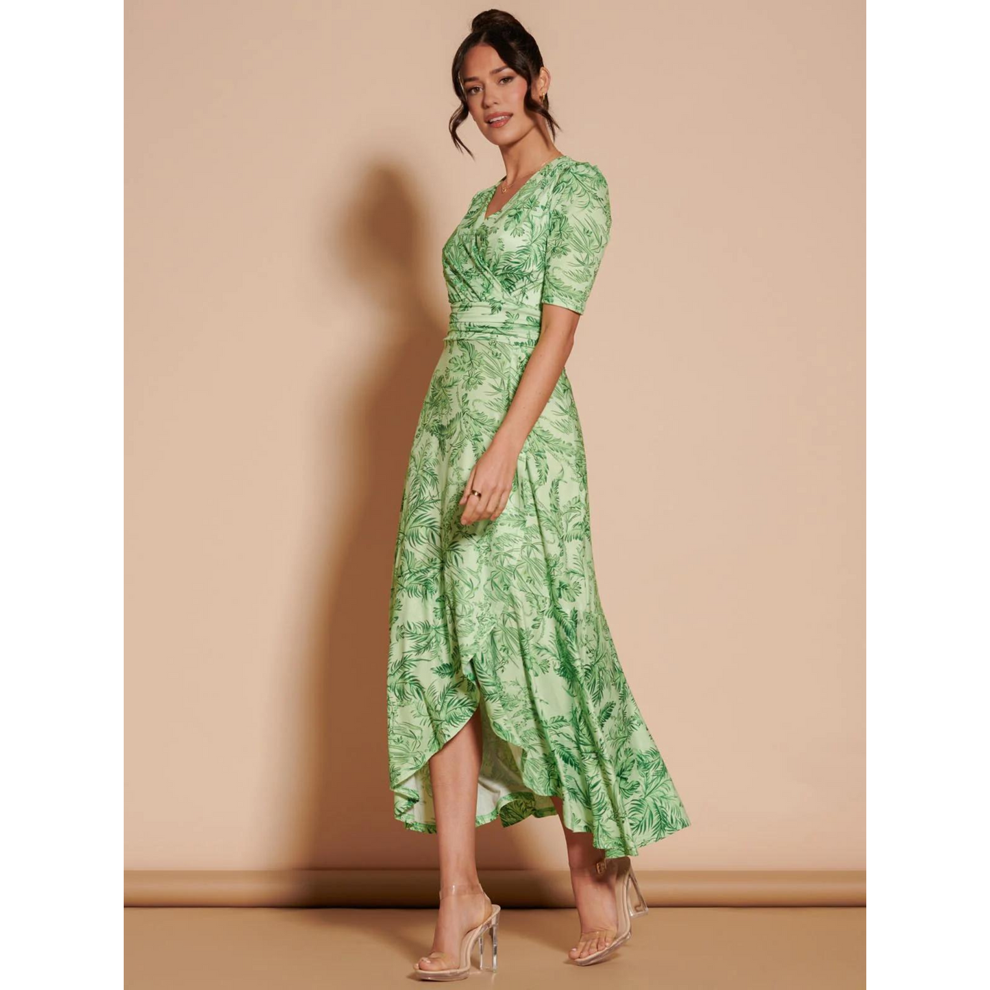 Ruffle Hem Maxi Dress Green Leafy