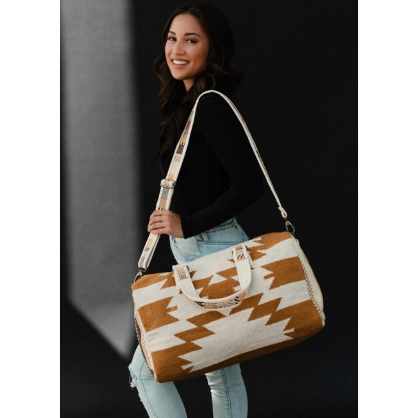 Aztec Duffle Bag Camel/Cream