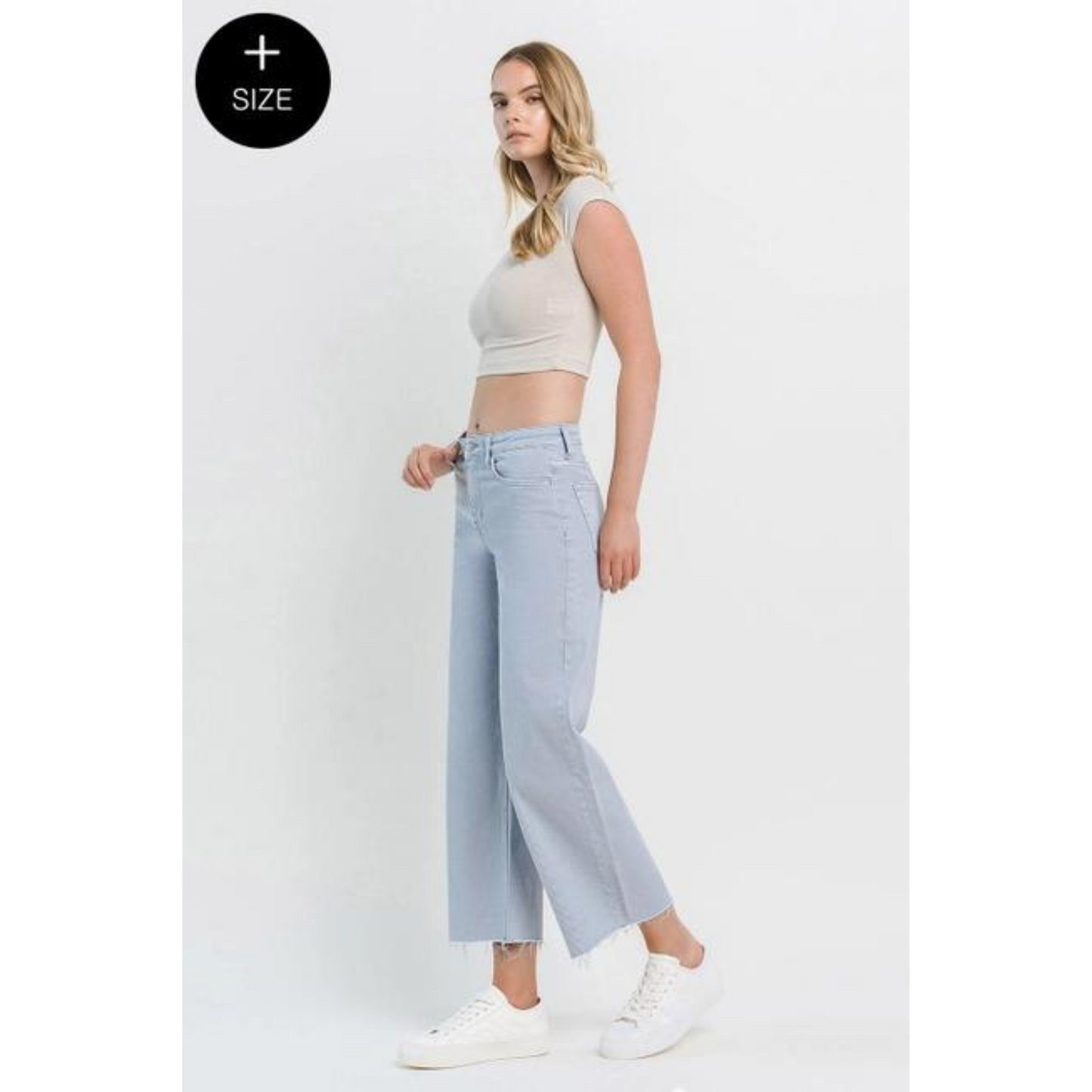 Olivia Plus Size High Rise Crop Wide Leg Jeans