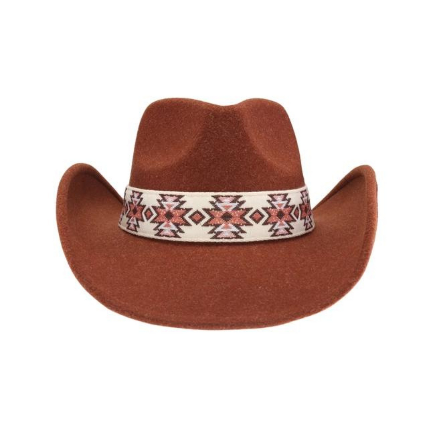 Aztec Vegan Fabric Cowboy Hat Heather Rust