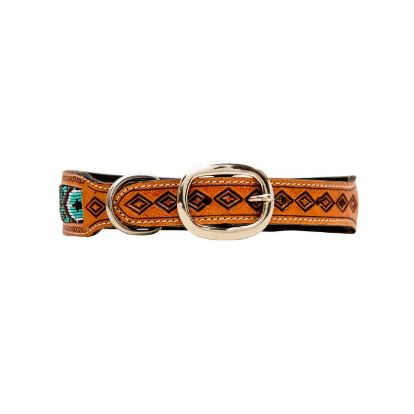 Whizter Hand-Tooled Beaded Dog Collar