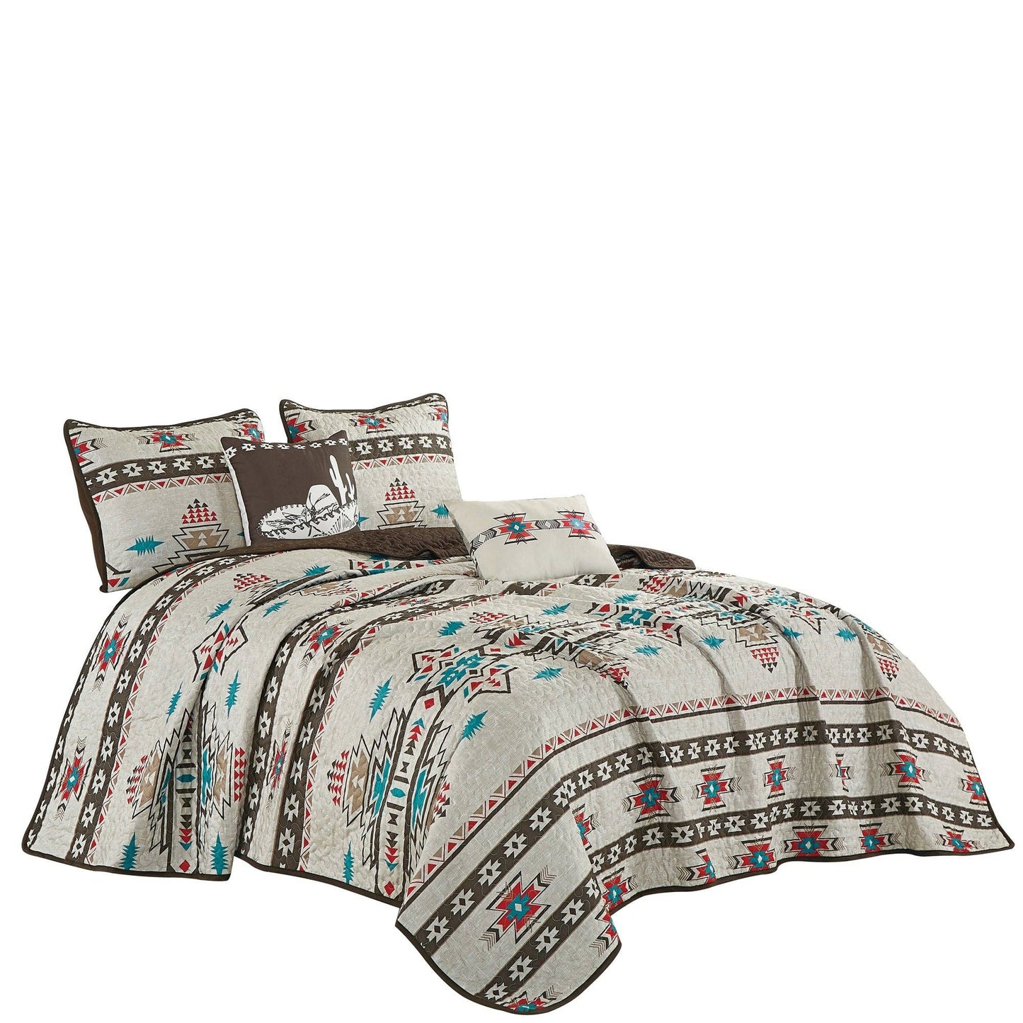 Southwestern Sedona Desert Aztec Quilt Coverlet - 5 Piece