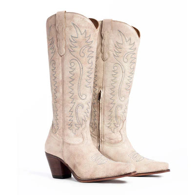 Syllvia Prairie Leather Boots Ivory