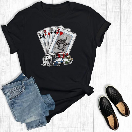 Western Playing Cards Graphic Tee Black