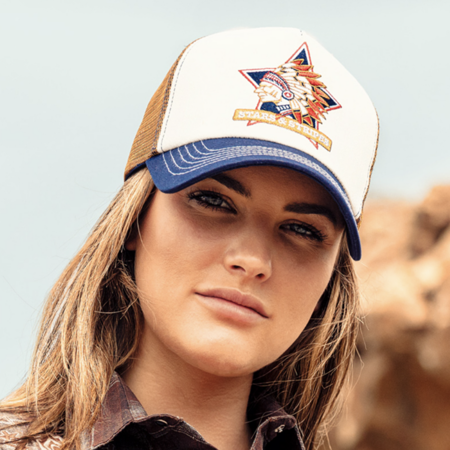 Stars & Stripes Indian Trucker Cap