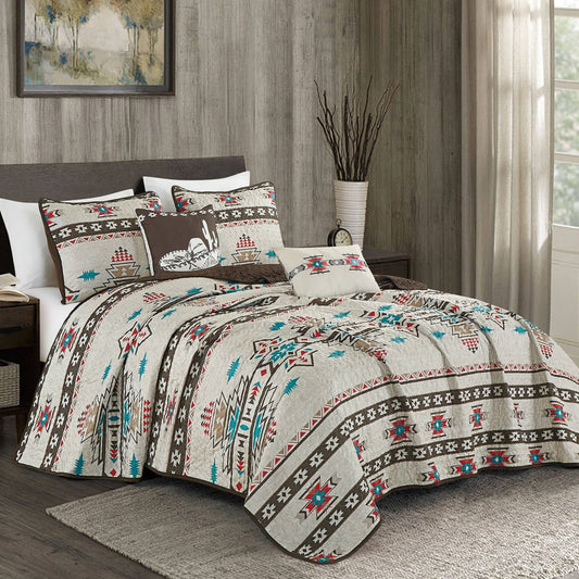 Southwestern Sedona Desert Aztec Quilt Coverlet - 5 Piece